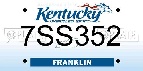 7SS352 Kentucky License Plate
