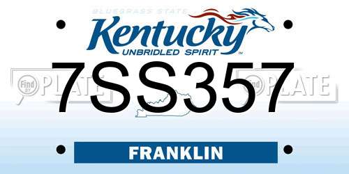 7SS357 Kentucky License Plate