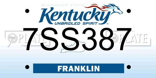 7SS387 Kentucky License Plate