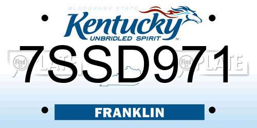 7SSD971 Kentucky License Plate