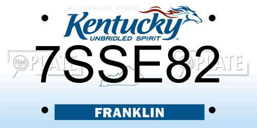 7SSE82 Kentucky License Plate