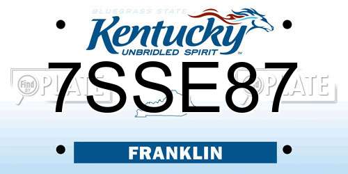 7SSE87 Kentucky License Plate