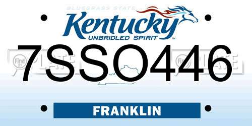 7SSO446 Kentucky License Plate