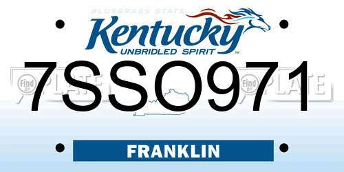 7SSO971 Kentucky License Plate