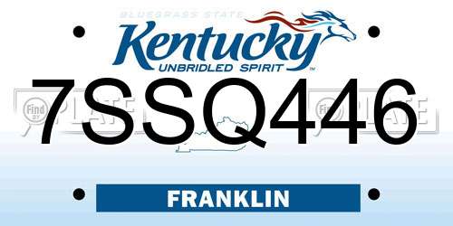 7SSQ446 Kentucky License Plate