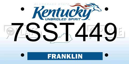 7SST449 Kentucky License Plate