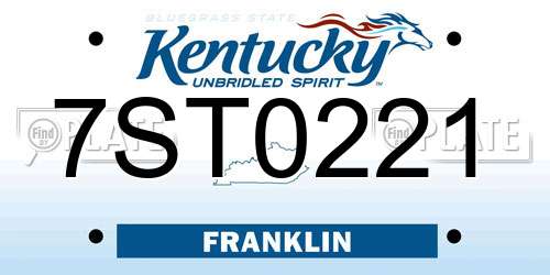 7ST0221 Kentucky License Plate