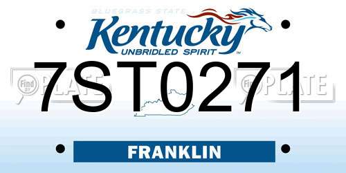 7ST0271 Kentucky License Plate