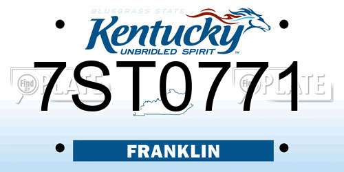 7ST0771 Kentucky License Plate