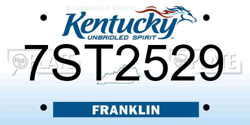 7ST2529 Kentucky License Plate