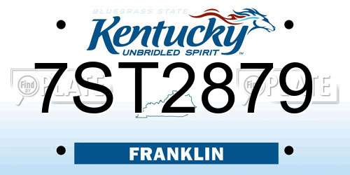 7ST2879 Kentucky License Plate
