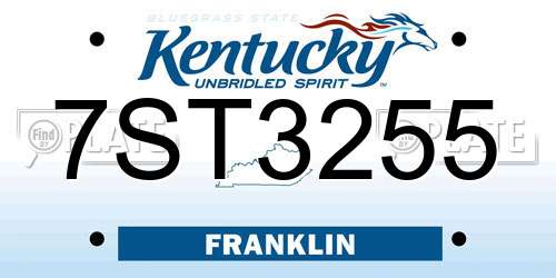 7ST3255 Kentucky License Plate