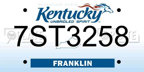 7ST3258 Kentucky License Plate