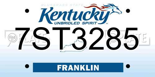7ST3285 Kentucky License Plate