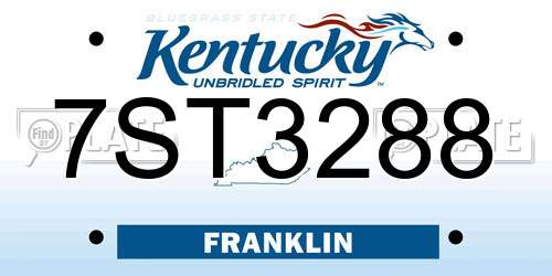7ST3288 Kentucky License Plate