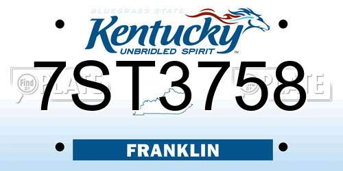 7ST3758 Kentucky License Plate