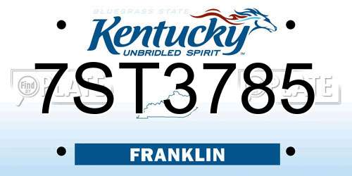 7ST3785 Kentucky License Plate