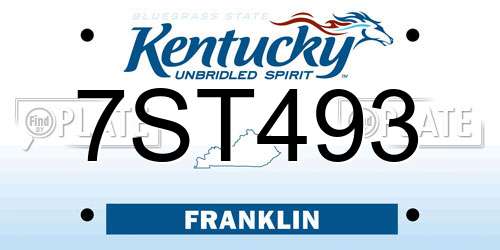 7ST493 Kentucky License Plate