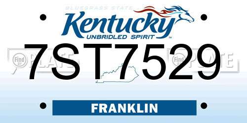 7ST7529 Kentucky License Plate