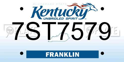 7ST7579 Kentucky License Plate