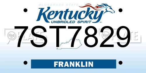 7ST7829 Kentucky License Plate
