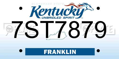7ST7879 Kentucky License Plate