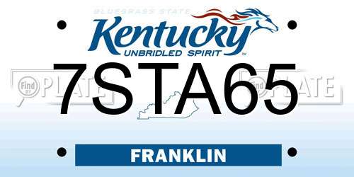 7STA65 Kentucky License Plate