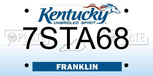 7STA68 Kentucky License Plate