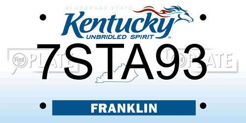 7STA93 Kentucky License Plate