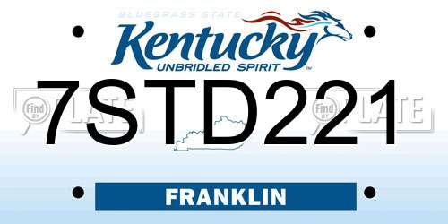 7STD221 Kentucky License Plate