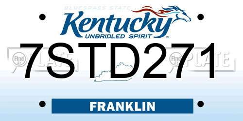 7STD271 Kentucky License Plate