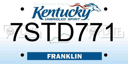 7STD771 Kentucky License Plate