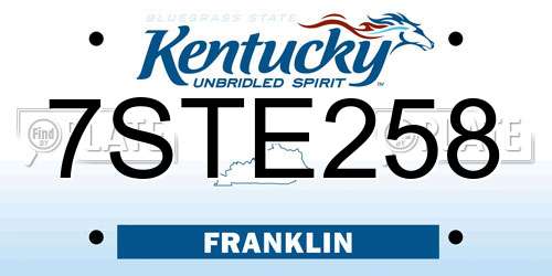 7STE258 Kentucky License Plate