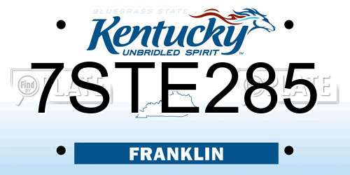 7STE285 Kentucky License Plate