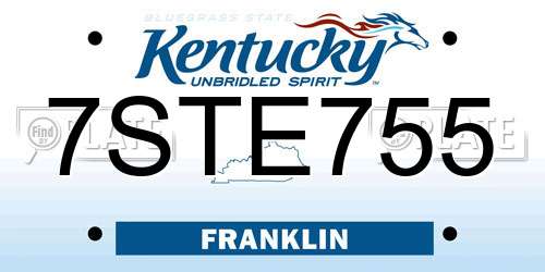 7STE755 Kentucky License Plate