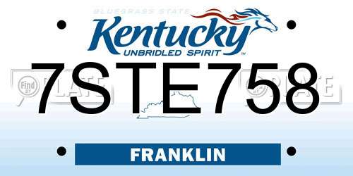 7STE758 Kentucky License Plate