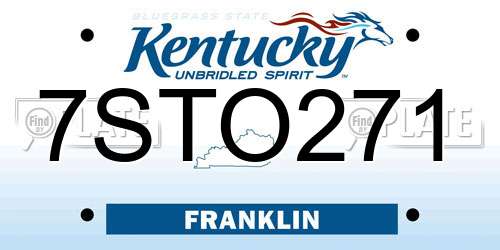 7STO271 Kentucky License Plate