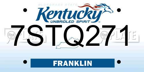 7STQ271 Kentucky License Plate