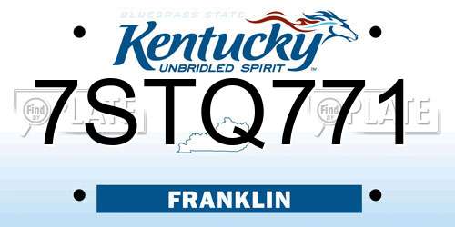 7STQ771 Kentucky License Plate