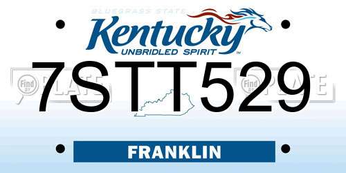 7STT529 Kentucky License Plate