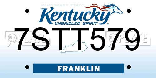7STT579 Kentucky License Plate