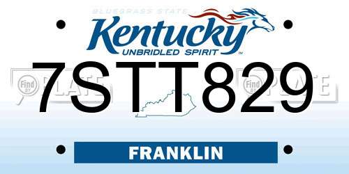 7STT829 Kentucky License Plate