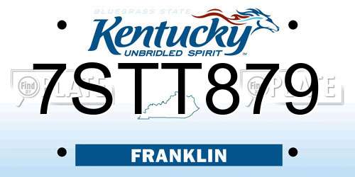 7STT879 Kentucky License Plate