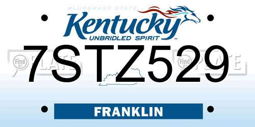 7STZ529 Kentucky License Plate