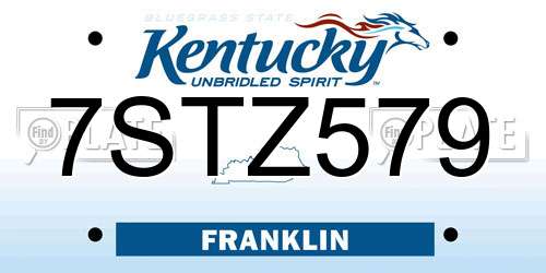 7STZ579 Kentucky License Plate