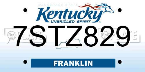 7STZ829 Kentucky License Plate