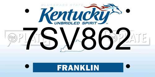 7SV862 Kentucky License Plate