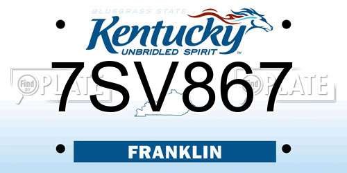 7SV867 Kentucky License Plate