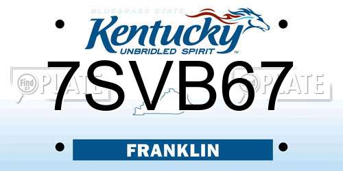 7SVB67 Kentucky License Plate