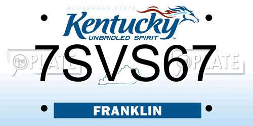 7SVS67 Kentucky License Plate